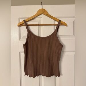 Mauve Old Navy Ribbed Lettuce Hem Tank Top Size XL